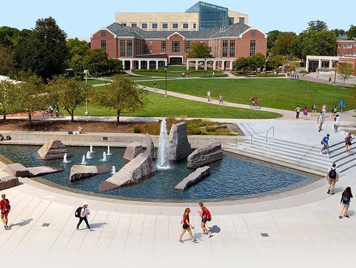 Fountain outside city campus student union