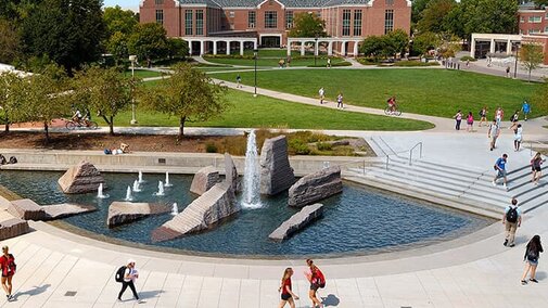 Fountain outside city campus student union